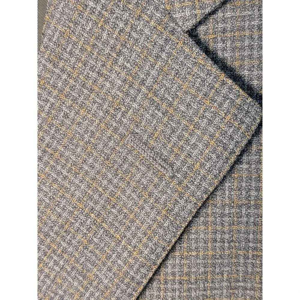 Southwick Mens Gray Micro Check 3 Button Sport Coat Blazer USA Made 39 Reg
